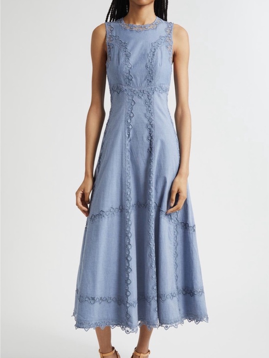 Ulla Johnson Dresses & Skirts - Ulla Johnson Anela Chambray Sleeveless Midi Dress with Lace Insets